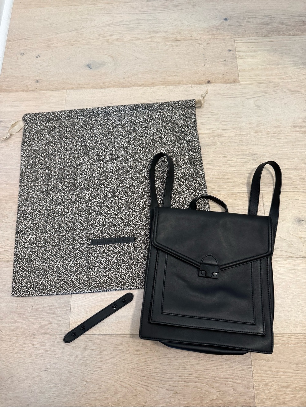 Loeffler Randall Black Leather Convertible Backpack or Crossbody Rare Bag